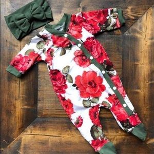 Newborn Baby Girls Romper Jumpsuit Bodysuit Set